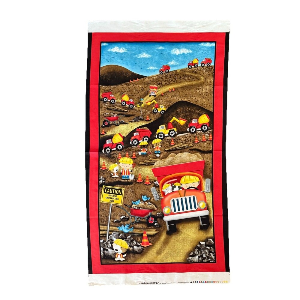 Construction Zone Quilt Panel Victoria Hutto Quilting Treasures Kids Cotton Boy